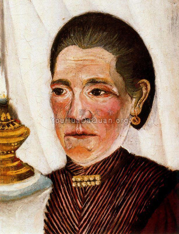 Portrait of the Artists Second Wife with a Lamp - 亨利·卢梭